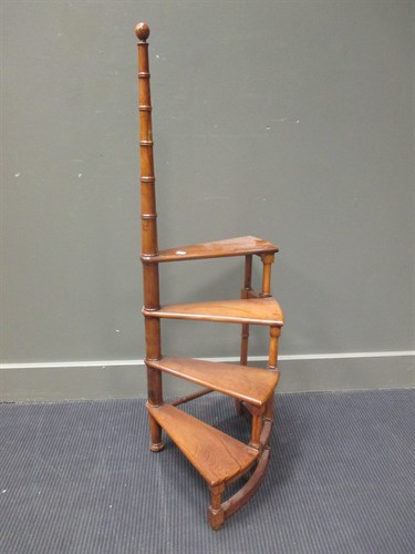 Lot 418 - Yewwood effect library steps, coffee table,...