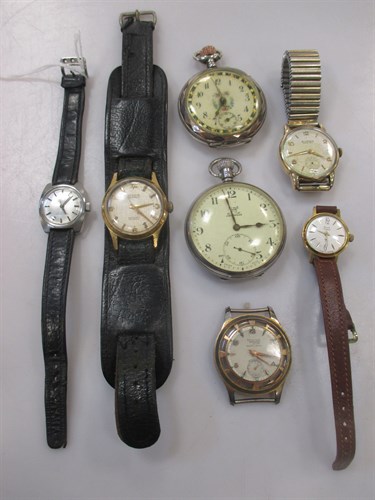 Lot 190 - A silver open faced pocket watch and a...