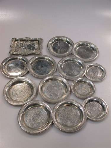 Lot 258 - A silver pin tray together with a collection...