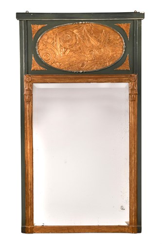 Lot 142 - An Art Deco painted and gilt gesso pier glass