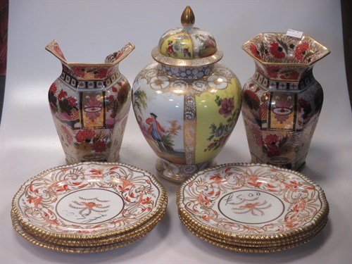 Lot 50 - An Augustus Rex style porcelain vase, a pair...