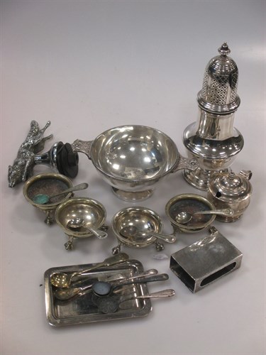 Lot 237 - A silver quaich, a silver matchbox cover,...