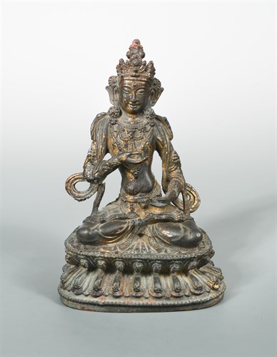 Lot 8 - A Sino-Tibetan bronze figure of Vajrasattva, 19th or 20th century