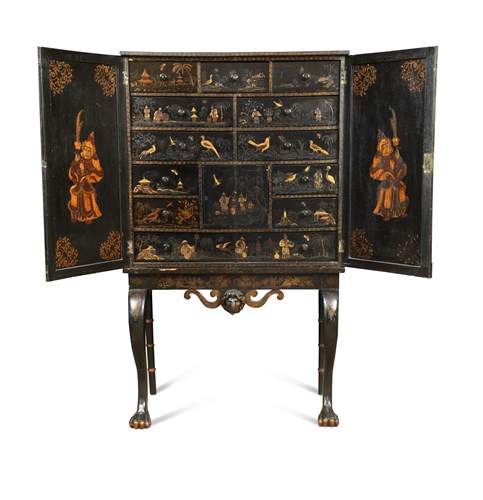 Lot 457 - A late 19th century lacquer cabinet on stand