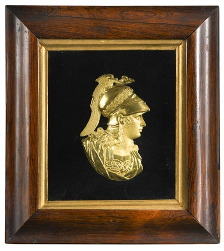Lot 428 - A pair of 19th century gilt metal relief portrait busts