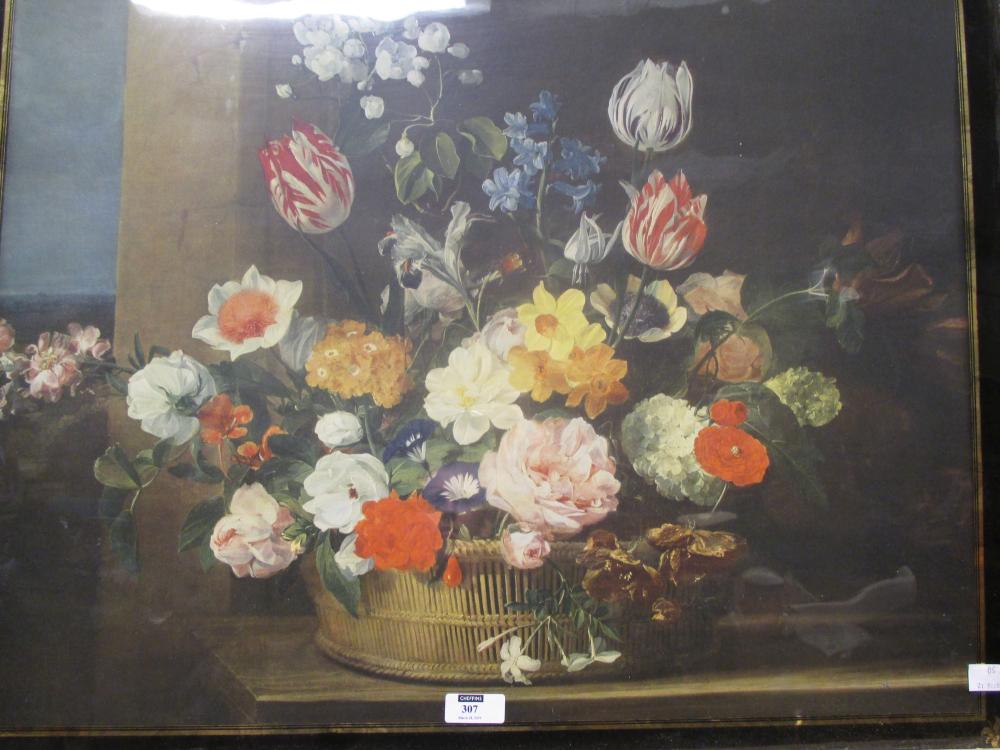 Lot 307 - A Verre eglomise framed print, 51 x 66cm