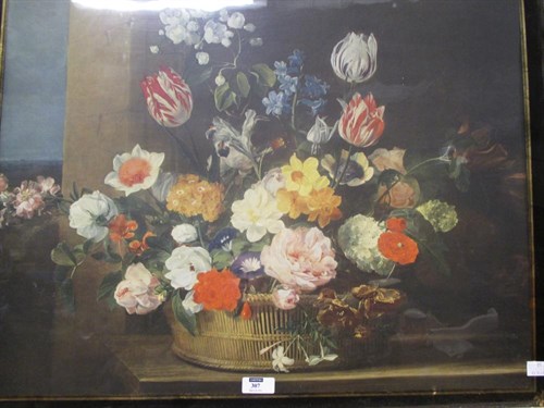Lot 307 - A Verre eglomise framed print, 51 x 66cm