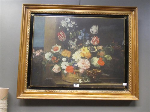 Lot 307 - A Verre eglomise framed print, 51 x 66cm