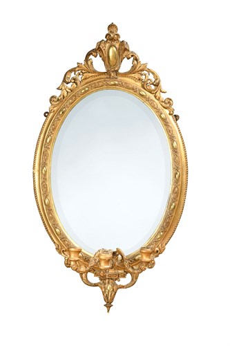 Lot 620 - A pair of 19th century oval girandoles