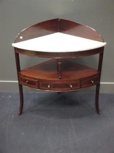 Lot 495 - A mahogany bow front corner wash stand with...