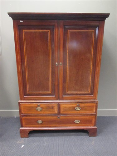 Lot 421 - A Victorian mahogany and inlaid press 187 x...