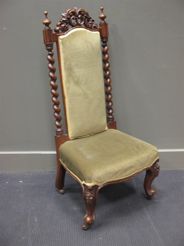Lot 457 - A late Victorian carved walnut high back chair,...