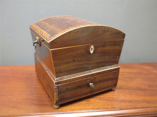 Lot 135 - A George III marquetry mahogany sewing box,...