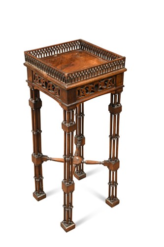 Lot 617 - A George III Chippendale style mahogany square urn stand
