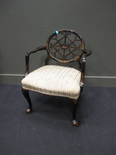 Lot 398 - An Edwardian black and gilt lacquer...