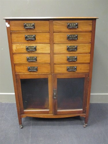 Lot 493 - An Edwardian mahogany double front music...