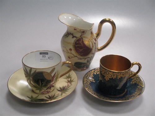 Lot 53 - A Limoges type porcelain part coffee set in...