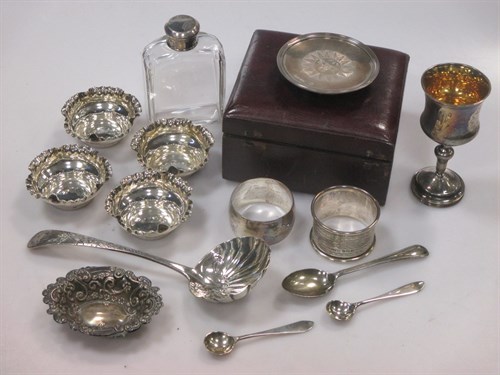 Lot 259 - A set of four silver pin trays and another pin...