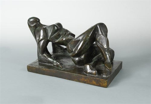 Lot 51 - Oswald Herzog, (German, 1881-1939), reclining female nude, bronze