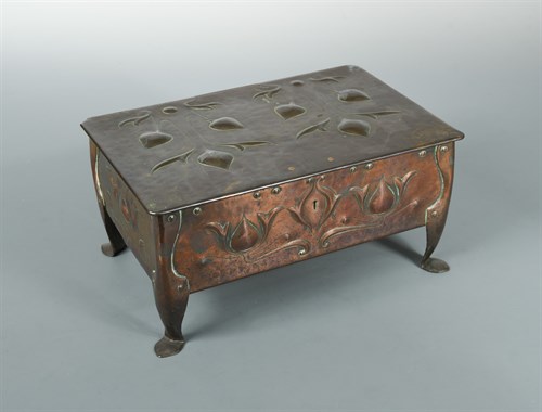 Lot 88 - An Arts & Crafts copper table casket by James Smithies, Wilmslow, 1900