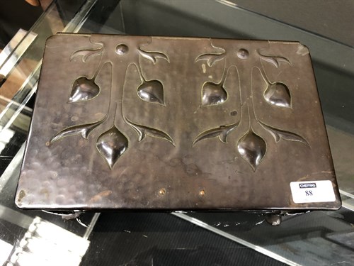 Lot 88 - An Arts & Crafts copper table casket by James Smithies, Wilmslow, 1900
