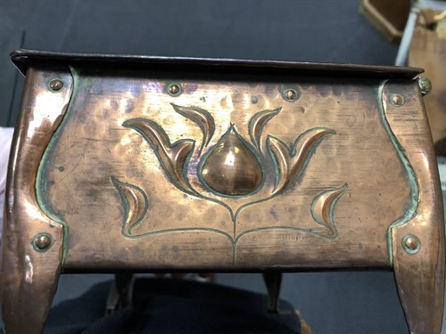 Lot 88 - An Arts & Crafts copper table casket by James Smithies, Wilmslow, 1900