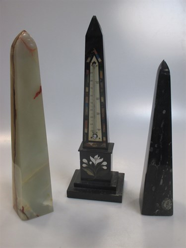 Lot 32 - An Ashford marble obelisk set with a...