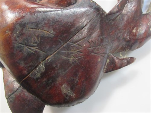 Lot 35 - Two Japanese carved wood Fantail Goldfish, the...