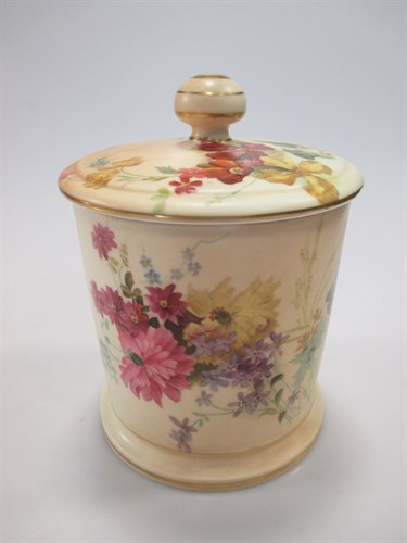 Lot 9 - A Royal Worcester blush ivory tobacco jar and...