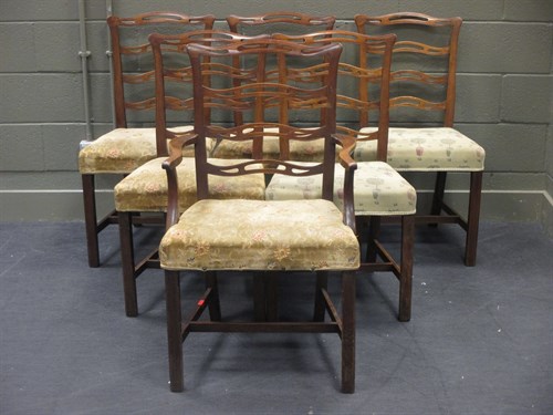 Lot 450 - A set of 12 George III style mahogany dining...