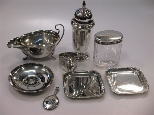 Lot 263 - A modern silver sugar bowl, caster, small...
