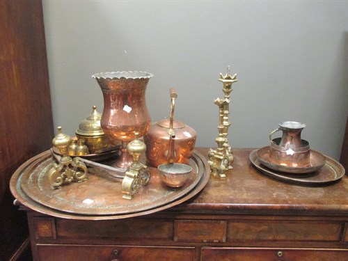 Lot 131 - Collection of middle eastern and other copper,...