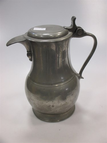 Lot 16 - An 18th century pewter tappit hen lidded jug,...