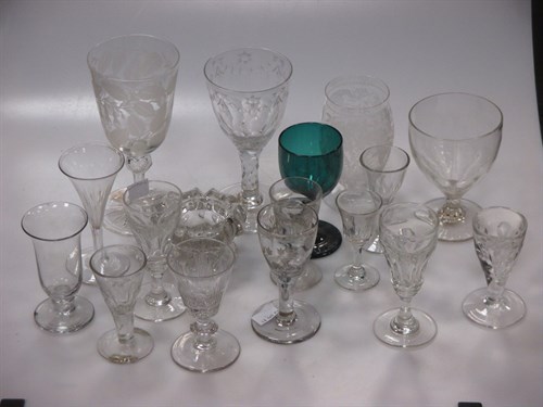 Lot 87 - Various antique air-twist stem glasses, and a...