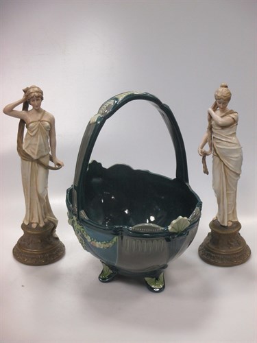 Lot 27 - A Secessionist style Eichwald pottery basket,...