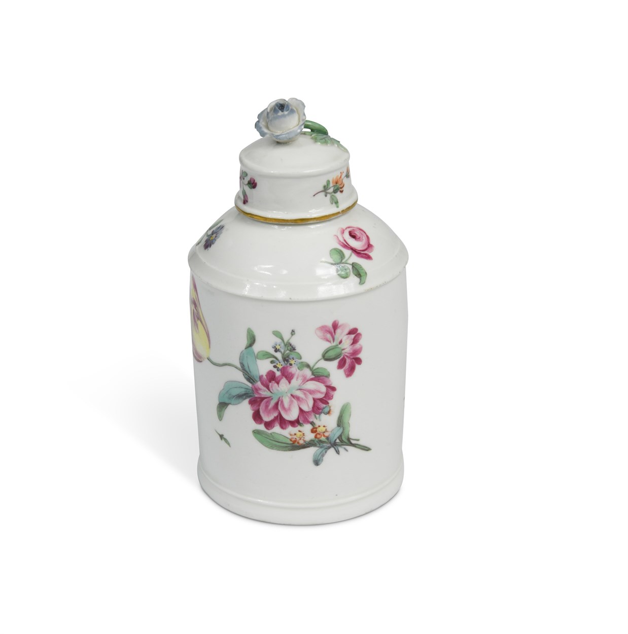 Lot 19 - An 18th century Hochst porcelain tea caddy and cover