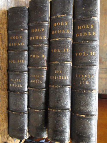 Lot 543 - Family Bible in 4 volumes, 19th century, half...
