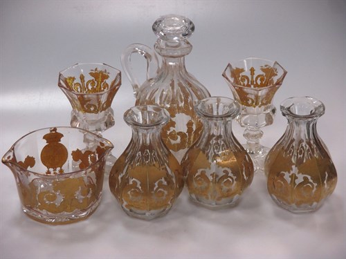 Lot 89 - A 19th century gilded glass decanter with...