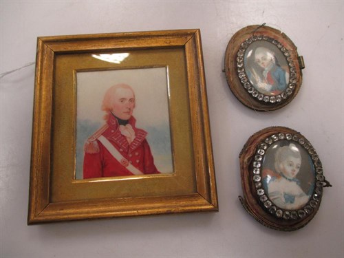 Lot 167 - Three portrait miniatures: a late 18th century...