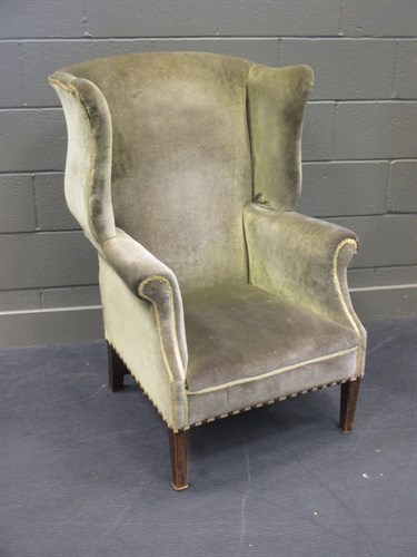 Lot 485 - Georgian style wingback arm chair