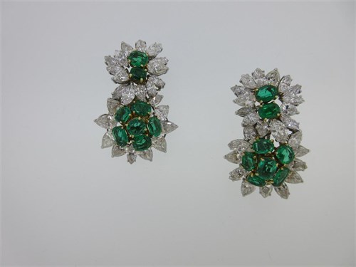 Lot 248 - Graff - An important pair of emerald and diamond earrings