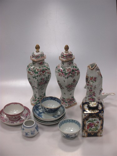 Lot 72 - A Sampson blue scaled ground tea caddy and...