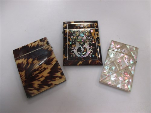 Lot 146 - Two tortoiseshell card cases and another in...
