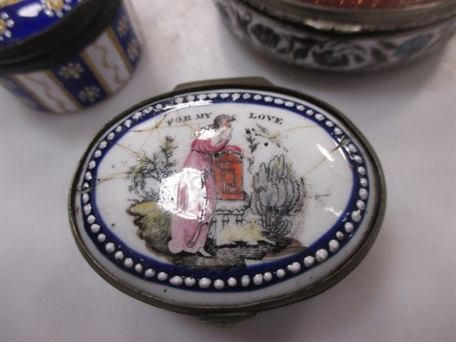 Lot 149 - Three 19th century enamel patch boxes, a 19th...