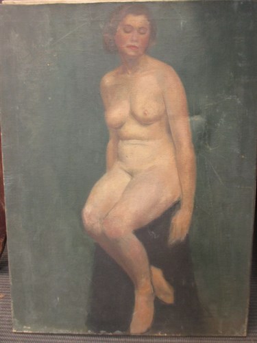 Lot 325 - R. R. Sherrin, female nude, oil on canvas, and...