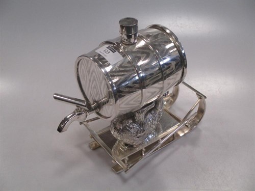 Lot 123 - A modern electroplate spirit barrel carried by...