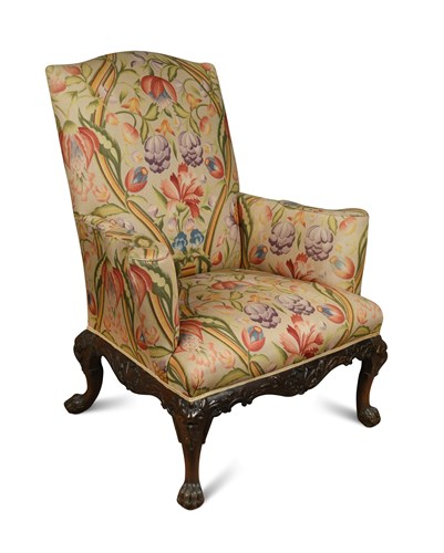 Lot 542 - A George III style mahogany framed armchair