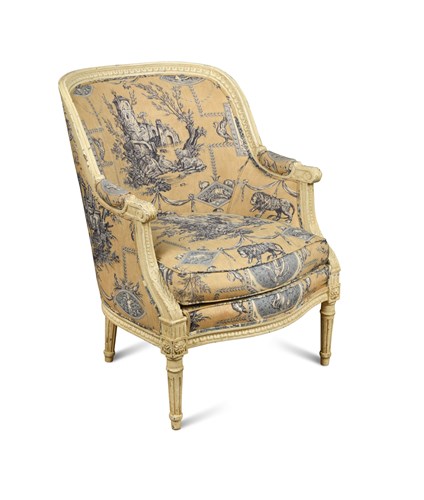 Lot 629 - A French Louis XVI revival tub armchair
