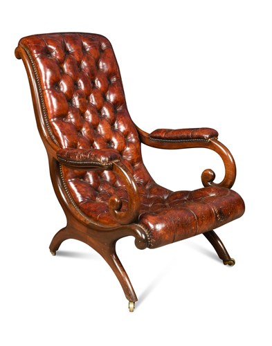 Lot 600 - A Regency rosewood framed armchair