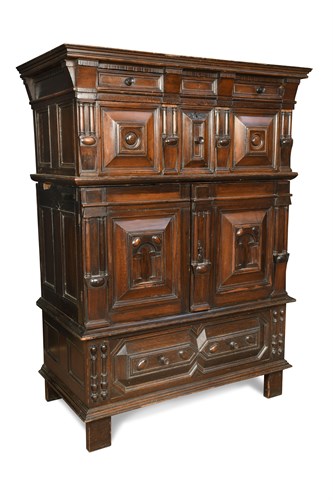 Lot 521 - A 17th century and later Flemish walnut and oak chest